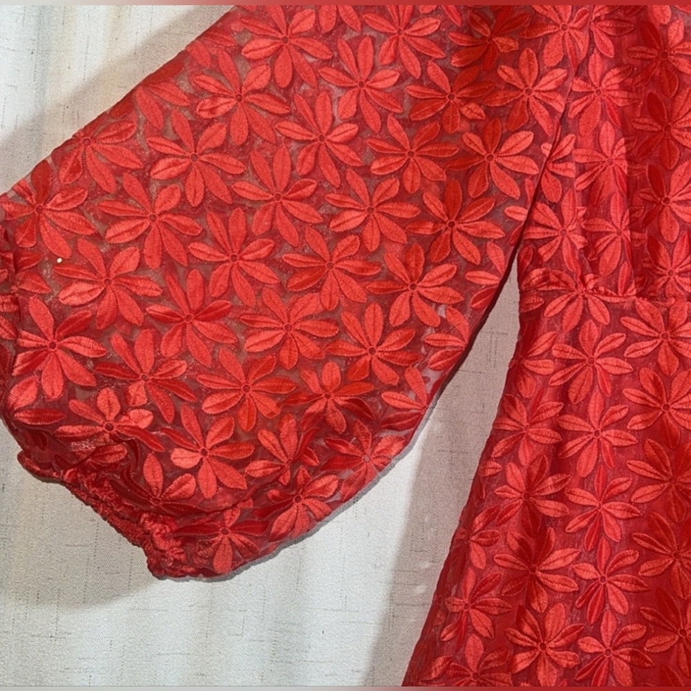 Bnwt Pretty Floral Pink Coral Zara Dress S-M See through matching slip - Picture 13 of 15